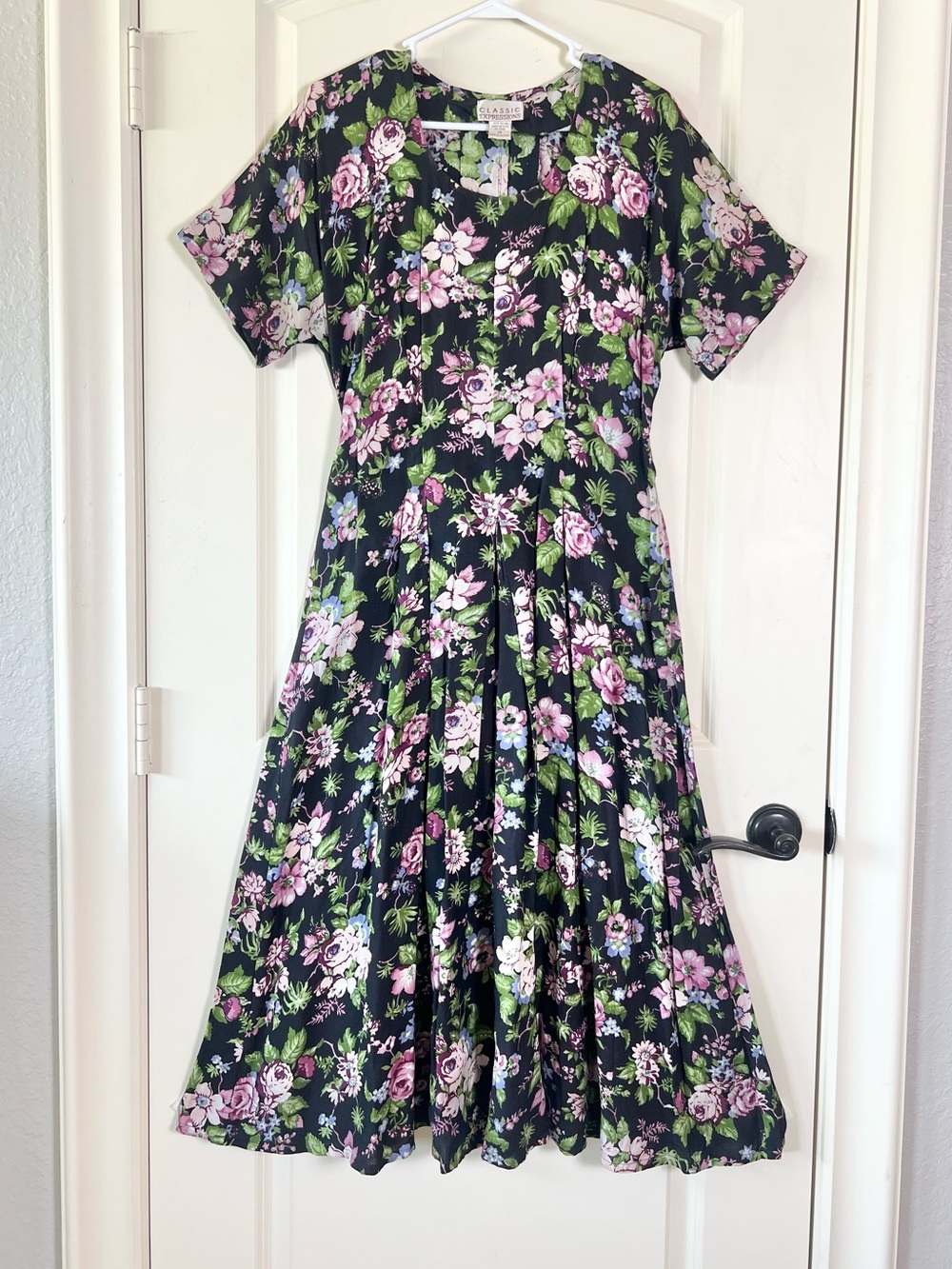Vintage Whimsigoth Floral Pleated Dress 90s Cottagecore Romantic Grunge Midi 14